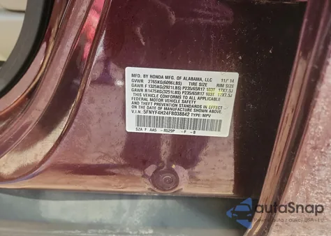 2015 Honda Pilot Lx z USA, uszkodzony, nr VIN 5FNYF4H24FB038842